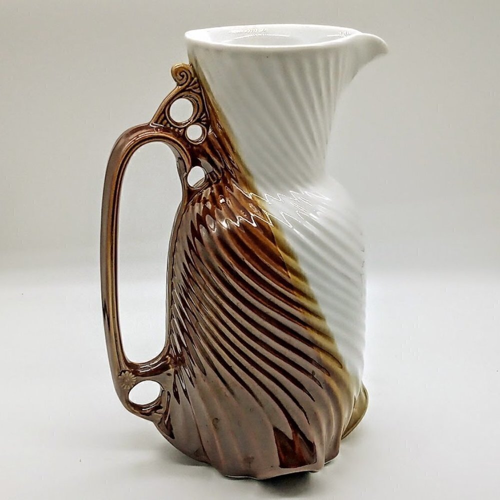 Vintage Fena Porzellan West Germany Ribbed Ceramic Pitcher